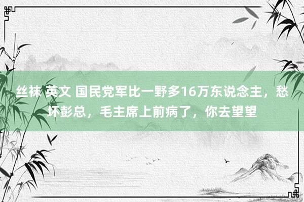 丝袜 英文 国民党军比一野多16万东说念主，愁坏彭总，毛主席上前病了，你去望望