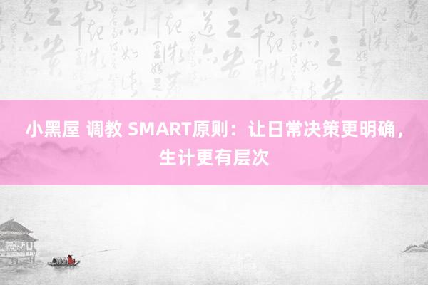 小黑屋 调教 SMART原则：让日常决策更明确，生计更有层次
