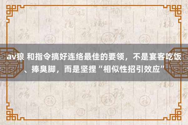 av狼 和指令搞好连络最佳的要领，不是宴客吃饭、捧臭脚，而是坚捏“相似性招引效应”